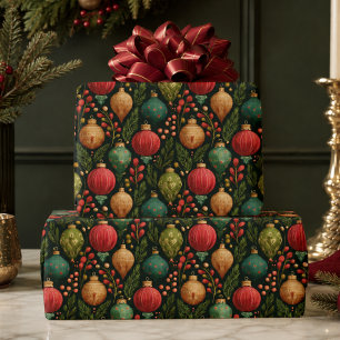 Papel De Presente Enfeite Colorido de Natal
