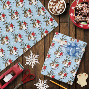 Papel De Presente Enfeite de Coroa de Natal de Rena