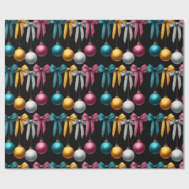 Papel De Presente Enfeite de Natal Bola Multi Cores