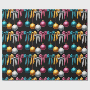 Papel De Presente Enfeite de Natal Bola Multi Cores