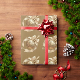 Papel De Presente Enfeite de Natal Elegante Bege e Marrom