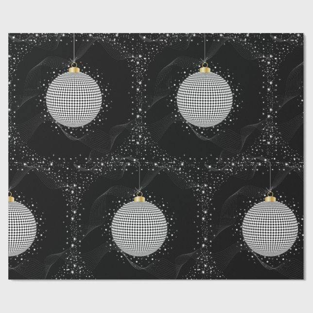 Papel De Presente Enfeite de Natal em Bola de Discoteca Elegante (Aberto)