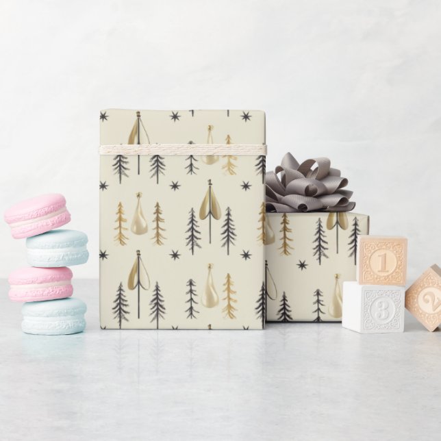 Papel De Presente Enfeite de Natal em Marfim Scandi em Forma de Lágr (Chá de bebê)