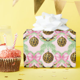 Papel De Presente Enfeite de Natal Leopardo Grandmillennial
