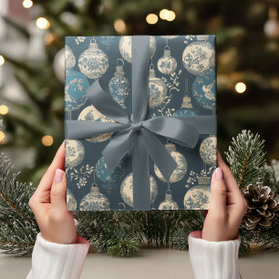 Papel De Presente Enfeite de Toile Naval e Dourado de Luxo
