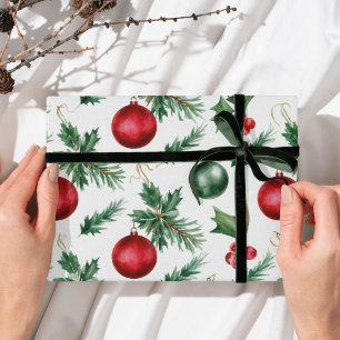 Papel De Presente Enfeite Natalino Festivo Aquarela Nostálgica
