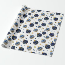 Enfeites de árvore minimalistas, azul escuro, dour