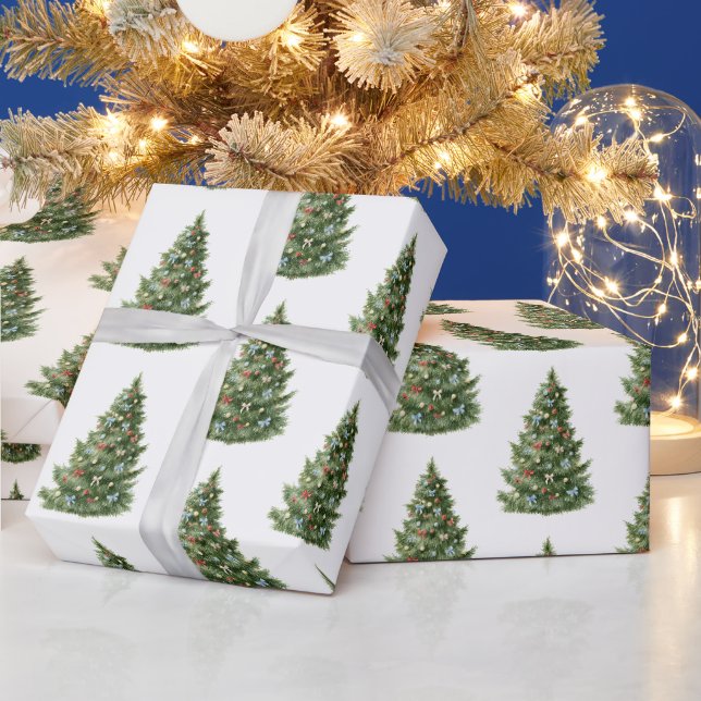 Papel De Presente Enfeites de Árvores de Natal Decoradas (Feriados)