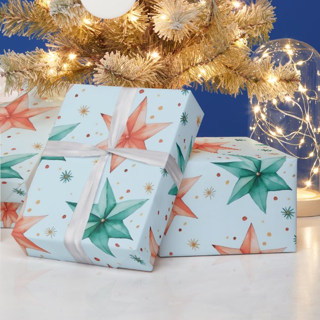 Papel De Presente Enfeites de Estrela de Natal Natal Moderno (Feriados)