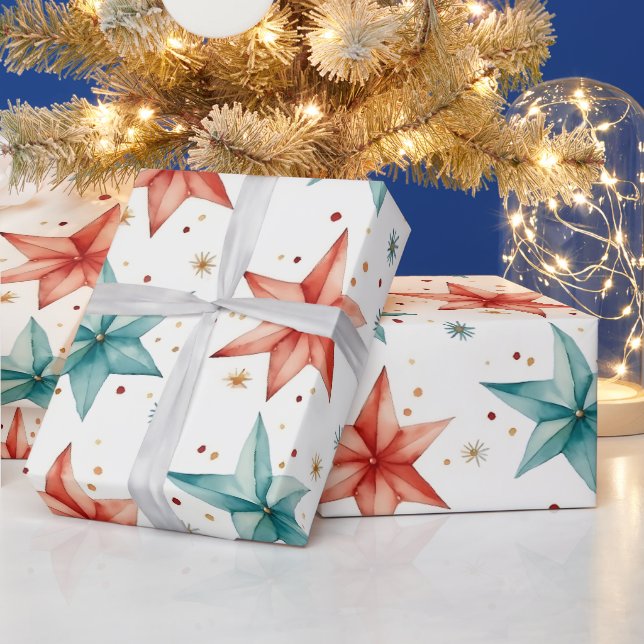 Papel De Presente Enfeites de Estrela de Natal Natal Moderno (Feriados)