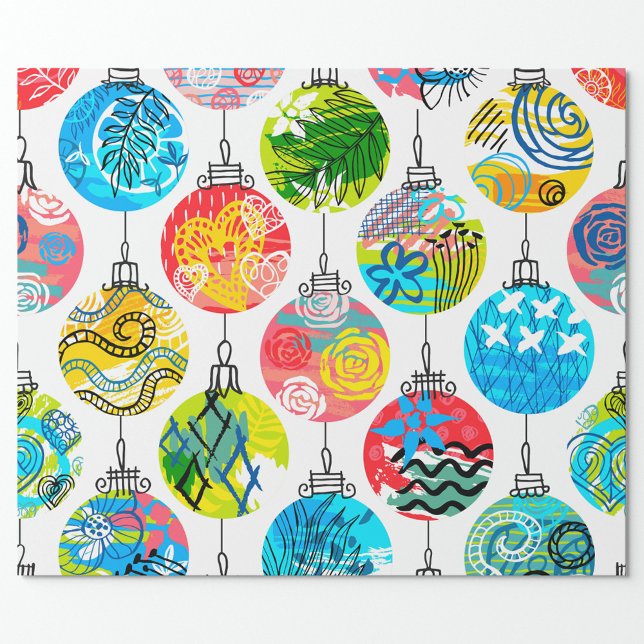 Papel De Presente Enfeites de natal (Pretty Colorful Design Christmas Ornaments Wrapping Paper!)