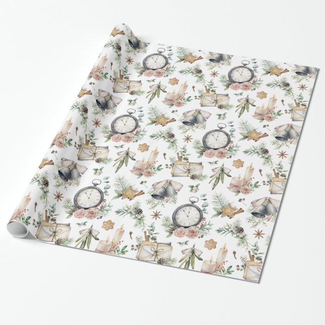 Papel De Presente Enfeites de Natal Antigos (Desenrolado)