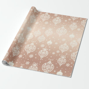Papel De Presente Enfeites de natal brancos Dourados Elegante Rosa