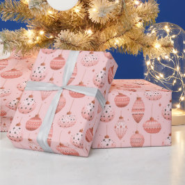 Papel De Presente Enfeites de Natal Cor-de-Rosa