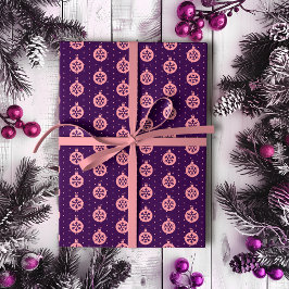 Papel De Presente Enfeites de natal cor-de-rosa no feriado moderno r