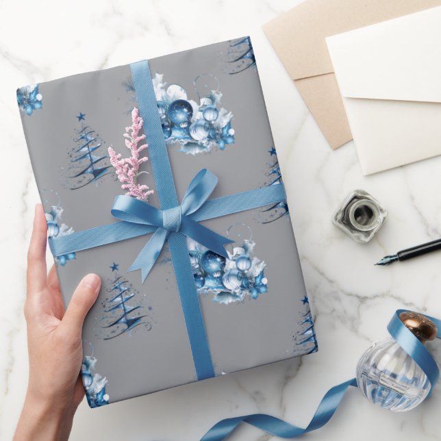 Papel De Presente Enfeites de Natal de Árvore de Natal em Aquarela A (Presentear)