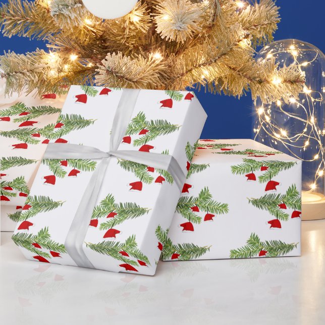 Papel De Presente Enfeites de Natal de Chapéu de Papai Noel em Galho (Feriados)