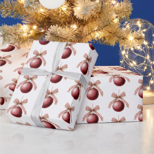 Papel De Presente Enfeites de Natal de Laço Branco Vermelho