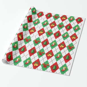 Papel De Presente Enfeites de natal decorativos elegantes em branco