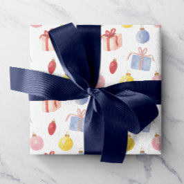 Papel De Presente Enfeites de natal e presentes de aquarela