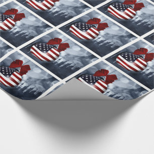 Papel De Presente Enfeites de natal e skyline da bandeira americana