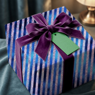 Papel De Presente Enfeites de Natal Elegantes em Azul Água Invernal