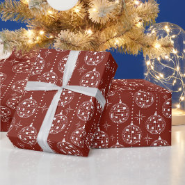 Papel De Presente Enfeites de Natal em forma de Bola de Disco Vermel