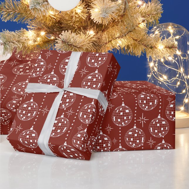Papel De Presente Enfeites de Natal em forma de Bola de Disco Vermel (Feriados)