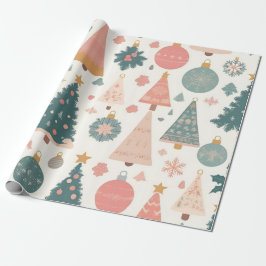 Papel De Presente Enfeites de Natal em Pastel Árvore de Natal Festa
