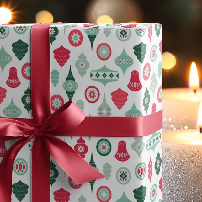 Papel De Presente Enfeites de Natal Modernos e Retrô (Criador carregado)