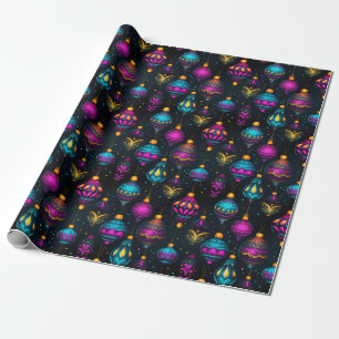 Papel De Presente Enfeites de natal neon