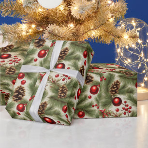 Papel De Presente Enfeites de natal, Pine Cones, Ramificações de Pin