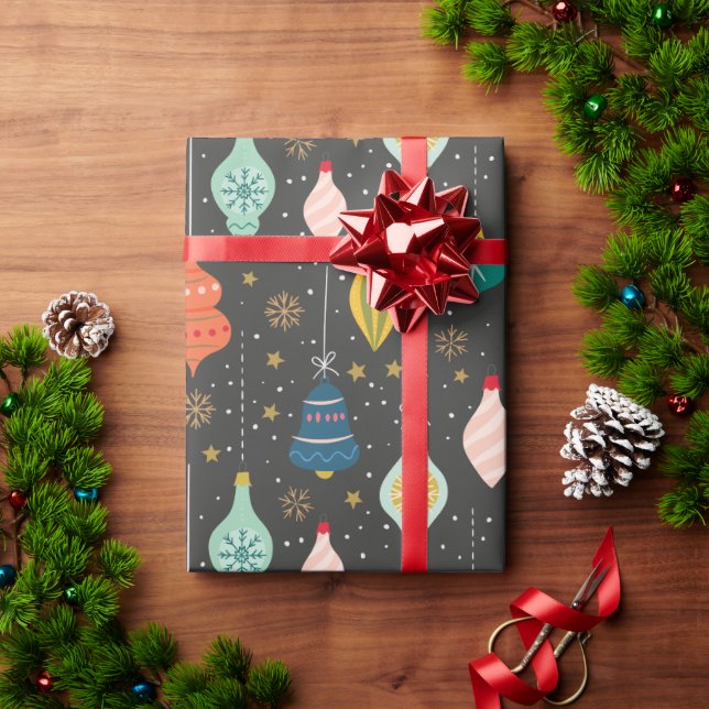 Papel De Presente Enfeites de natal Retro Festivos (Presente de Natal)