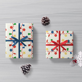 Papel De Presente Enfeites de natal retrorreflectores de feliz com g