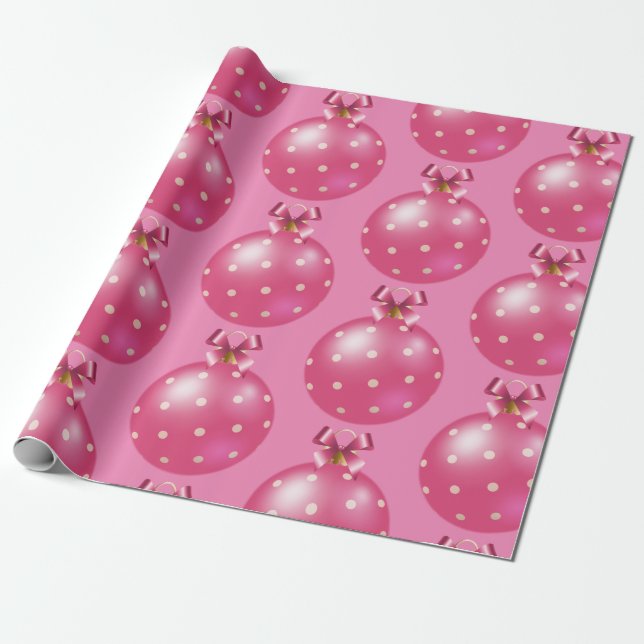 Papel De Presente Enfeites de natal rosa (Desenrolado)