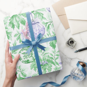 Papel De Presente Enfeites de natal roxo verde