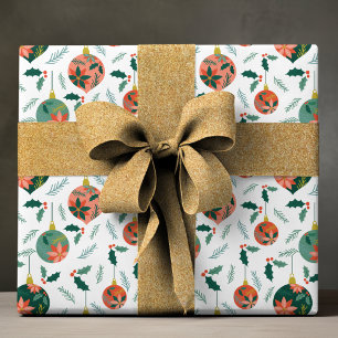 Papel De Presente Enfeites de Natal Vermelho Verde Poinsettia Azevin
