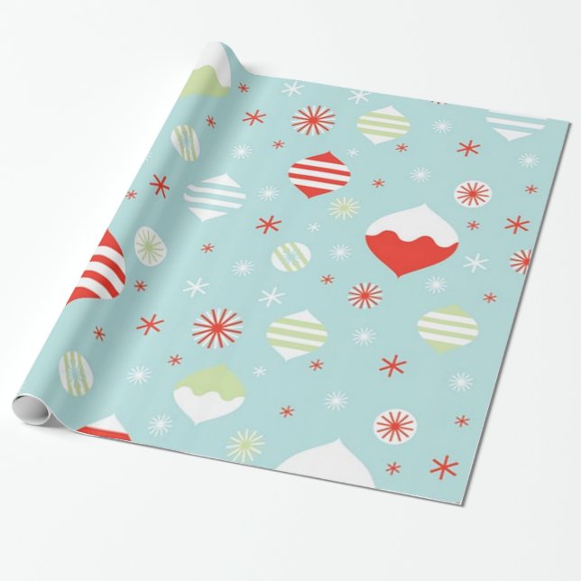Papel De Presente Enfeites de Natal Vintage (Desenrolado)