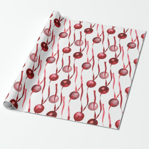 Papel De Presente Enfeites de Vidro Vermelho em Fita de Seda