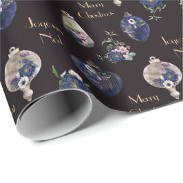 Papel De Presente Enfeites elegantes de champanhe, pincel e marinho