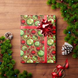 Papel De Presente Enfeites Vermelhos e Verdes