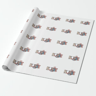 Papel De Presente Enfermeira Americana 4 de julho Patriótica EUA Fla