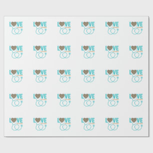 Papel De Presente Enfermeira Amor Estetoscópio Leopardo Design Vetor