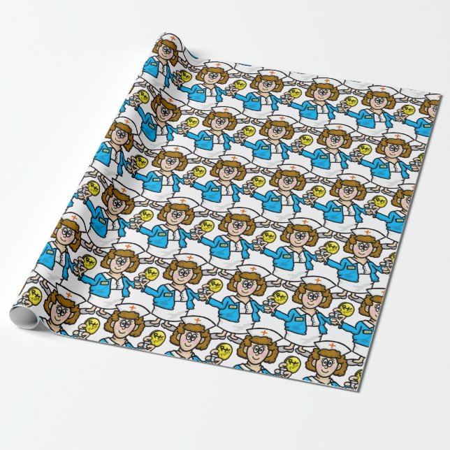 Papel De Presente Enfermeira com um embrulho para presentes (Desenrolado)