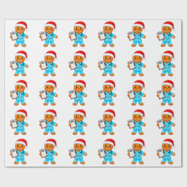 Papel De Presente Enfermeira de Pão de Mel Natal 2026 Feriado Saúde