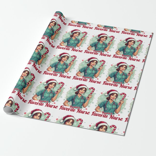 Papel De Presente Enfermeira Favorita dos papais noeis (Desenrolado)