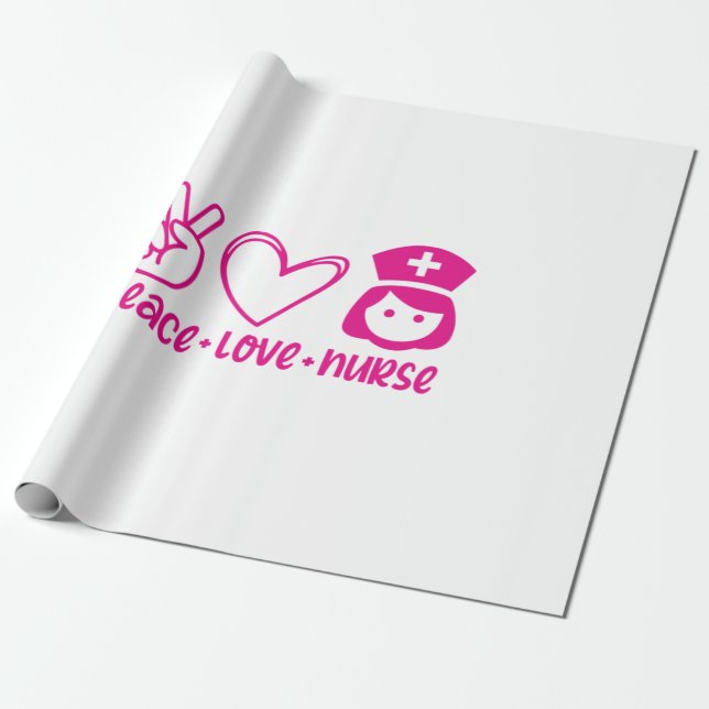 Papel De Presente Enfermeira Gift Peace Love (Desenrolado)