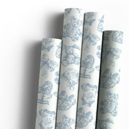 Papel De Presente Enfermeiro Blue Toile de Jouy Vintage