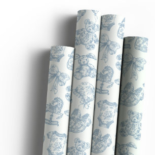 Papel De Presente Enfermeiro Blue Toile de Jouy Vintage