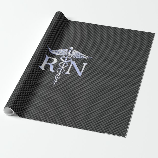 Papel De Presente Enfermeiro Registrado RN Caduceus Cobra Carbon (Desenrolado)